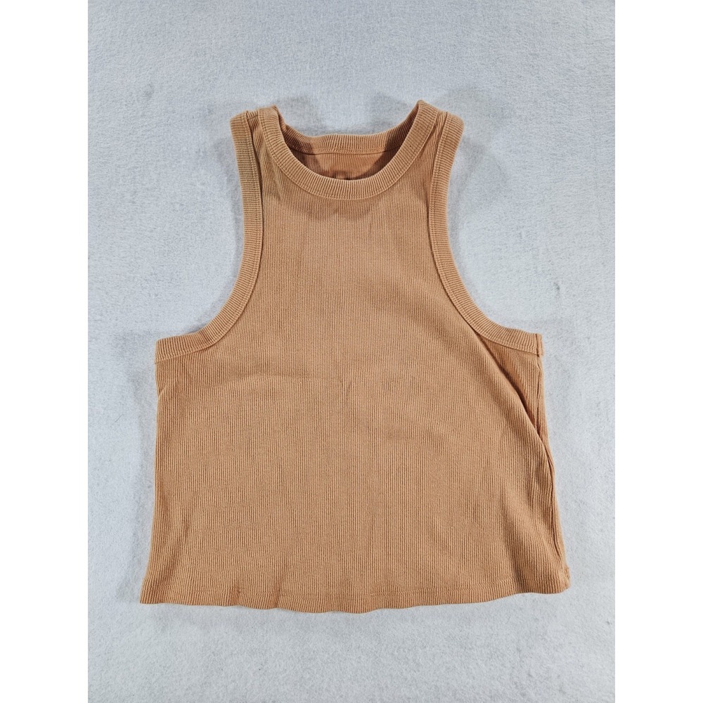 Maeve by Anthropologie Ribbed High Neck Crop Tank Top Orange Size Small